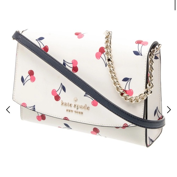Kate Spade Cherry Print Crossbody Bag with Navy Strap - Picture 2 of 6